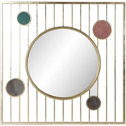 Dkd Home Decor Wall mirror Crystal Pink Golden Metal Circles (100 x 3 x 100 cm) Wall Mirror 100cm