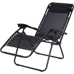 OutSunny Zero Gravity Lounger w/ Head Pillow Black Reclining Chair