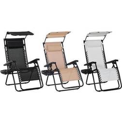 OutSunny Zero Gravity Outdoor Deck Chair: Beige Reclining Chair
