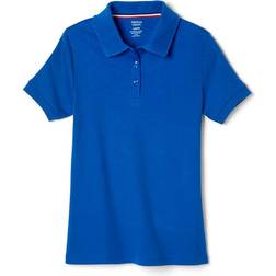 French Toast Girl's Short Sleeve Interlock Polo with Picot Collar - True Royal Blue