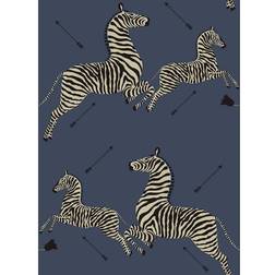 Nuwallpaper Brewster Denim Zebra Safari Scalamandre Self Adhesive Wallpaper