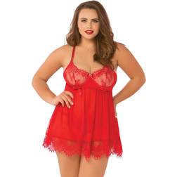 Seven til Midnight to High Bed of Roses Babydoll Set Plus Size Red 3XL/4XL