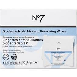 No7 Biodegradable Makeup Removing Wipes Dual Pack 60 Wipes