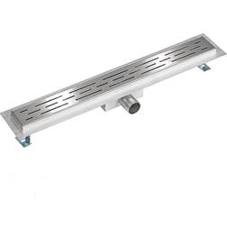 tectake Channel drain made of stainless steel low shower drain, slot drain, linear shower drain 60 cm grey