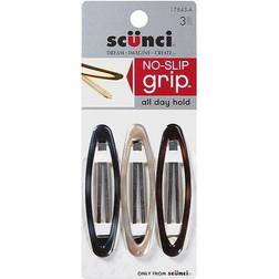 Scunci No Slip Grip Oval Clip All Day Hold Assorted Colors 3 Pieces