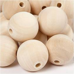 Creativ Company Wooden Bead, D 30 mm, hole size 5 mm, 50 pc/ 1 pack