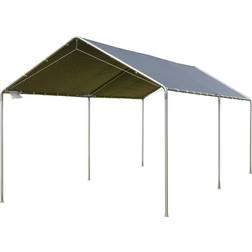 OutSunny 3 x 6m Heavy Duty Carport Garage Car Shelter Galvanized Steel Outdoor Open Canopy Tent Water UV Resistant Waterproof, Grey