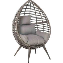 OutSunny Outdoor Indoor Wicker Teardrop Chair With Cushion Rattan Lounger