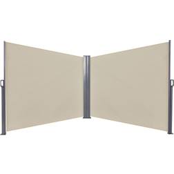 OutSunny Retractable Double Side Awning Screen Fence Privacy Beige, 6x1.6m