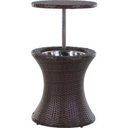 OutSunny Rattan-Effect Brown Ice Bucket Table Outdoor Side Table