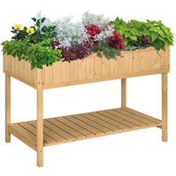 OutSunny Alfresco Wooden Planter Stand with Shelf, none