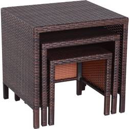 OutSunny Rattan Nesting Table Set Outdoor Side Table