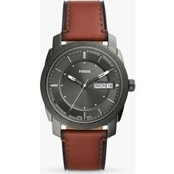 Fossil Machine Three-Hand Date Brown Leather
