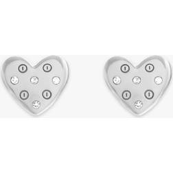 Olivia Burton Crystal Heart Stud Earrings, Silver OBJSAE01