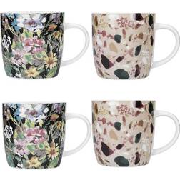 KitchenCraft Barrel Set Of 4 Terrazzo Floral Cup