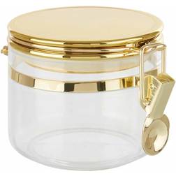 Premier Housewares Gozo Transparent Canister, Gold Finish Lid, Small Kitchen Container