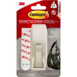 Command Large Double Bath Hook, Satin Nickel, 1 Hook, 1 Large Water-Resistant Strip/Pack (BATH36-SN Quill Picture Hook
