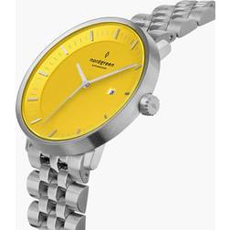 Nordgreen Minimimal Thin Classy Silver Case Yellow 36mm 5-Link Silver