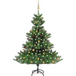 vidaXL Nordmann Fir Artificial LED&Ball Set Green 70.9" Gold 6 Foot Christmas Tree 180cm