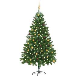 vidaXL Artificial with LEDs&Ball Set 210 cm Green Christmas Tree