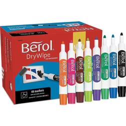 Berol Dry Wipe Whiteboard Markers: Bullet Tip Assorted Inks/48-Pack