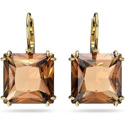 Swarovski Millenia Square Cut Drop Earrings - Gold/Brown