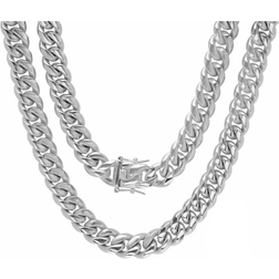 Steeltime Classic Cuban Chain Link Necklace - Silver