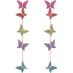 Swarovski Lilia Butterfly Long Drop Earrings - Rose Gold/Multicolour