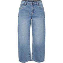 Noisy May Amanda Cropped Wide Leg Jeans - Light Blue Denim