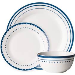 Premier Housewares Porcelain 12pc Blue Dinner Set