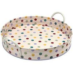 Elite Polka Dot Round Tray With Handles Serving Tray