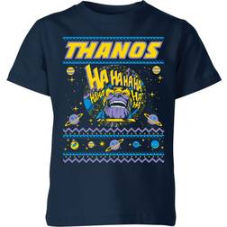 Marvel Kid's Thanos Christmas Knit Christmas T-shirt - Navy