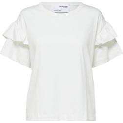 Selected Organic Cotton Fleece T-shirt - Snow White