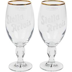 Stella Artois Heritage Chalice (2-Pack) Clear Gold Drink Glass 2pcs
