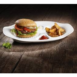 Villeroy & Boch BBQ Passion, Specially Shaped Plates for American Burgers, 2 Pieces, Premium Porcelain, 36 x 21 x 3.5 cm, White Colour Serving Dish