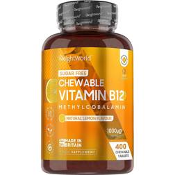 WeightWorld Vitamin B12 Chewable Tablets 1000mcg 400 Tablets 1 Year Supply Natural Lemon Flavour