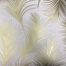 Holden Metallic Feather Pattern Wallpaper Gold 50080