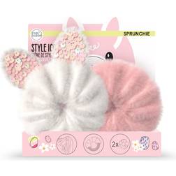 invisibobble Scrunchie Set Girls I x Hair Bobbles Bunny Ears White Pink I Super Cute Plush Scrunchies I Gifts for Girls I Hair Accessories Fluffy