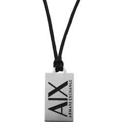 Armani Exchange Dog Tag Necklace - Silver/Black
