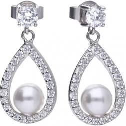 Diamonfire Teardrop Earrings - Silver/Transparent/Pearl