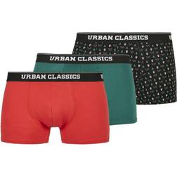 Urban Classics Men's Organic X-Mas Boxer Shorts 3-Pack, Nicolaus AOP treegreen popred