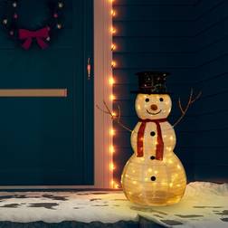 vidaXL Decorative Christmas Snowman Figure with LED Luxury Fabric 90cm Christmas Tree