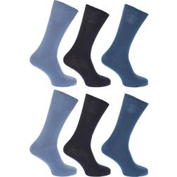 Floso Mens Plain 100% Cotton Socks (Pack Of 6) (UK Shoe 6-11, EUR 39-45) (Black)