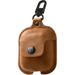Twelve South AirSnap Carrying Case Apple AirPods Cognac Metal, Full Grain Leather Swivel Clip