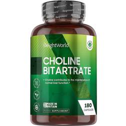 WeightWorld Choline Bitartrate Capsules High Concentration 180 Tablets 6 Month Supply