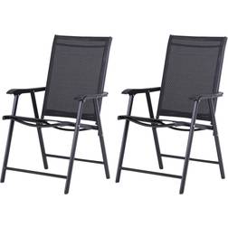 OutSunny 2-PCS Garden Armchairs Outdoor Patio Folding Furniture Black