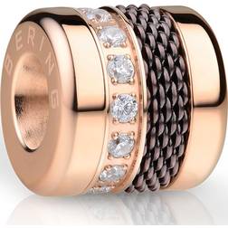 Bering Arctic Symphony Collection Polished Rose Necklace and Bracelet Charm. Mesh and Zirconia Encrusted Link. Love-1