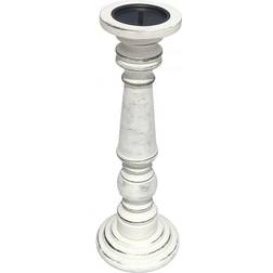 (White, X Large 45cm) Rustic Antique Carved Wooden Church Candlestick