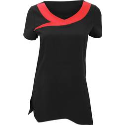 Premier Womens/Ladies Ivy Beauty And Spa Tunic (Contrast Neckline) (22) (Black Strawberry Red)