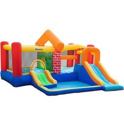 OutSunny Bouncy Castle with Double Slides Pool Trampoline with Blower